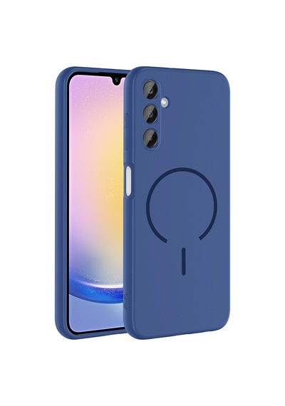 Zore Samsung Galaxy Uyumlu A15 Kılıf M-safe Şarj Özellikli Omsy Meta Kapak - Lacivert