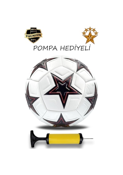 Futbol Topu Pompalı Dikişli Futbol Topu Sert Zemin Halı Saha Futbol Topu Pompa Hediyeli Beyaz