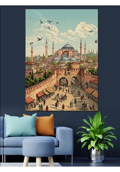 Kalabalık Ayasofya Camii İstanbul Dekoratif Kanvas - Mdf Ahşap Tablo