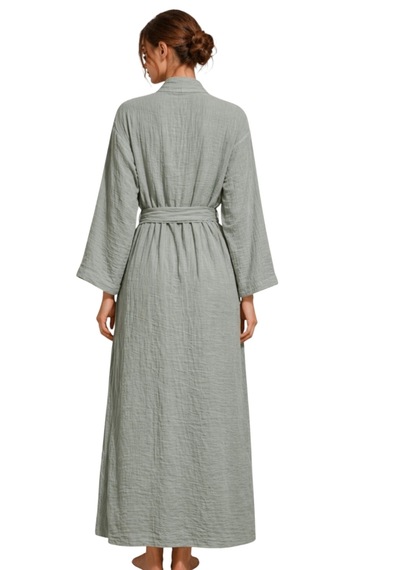 Estewomanfashion Müslin %100 Pamuk Kimono & Kaftan Açık Yeşil