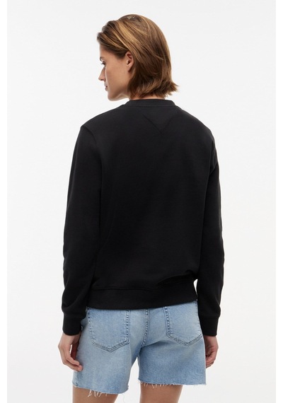Tommy Hilfiger Tjw Kadın Regular Essential Logo 1 Bisiklet Yaka Siyah Sweatshirt-16430