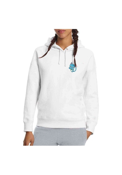 Tail Happy Happy Fairy Baskılı Beyaz Kadın Kapşonlu Sweatshirt