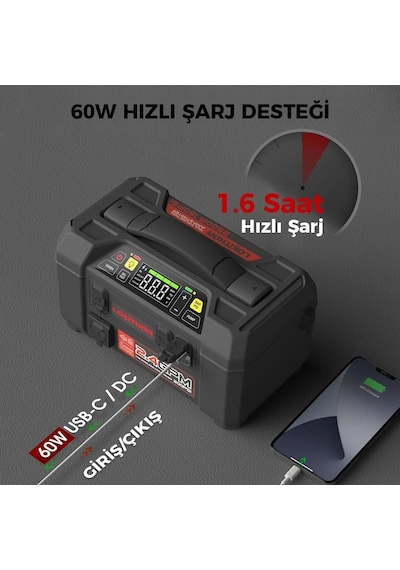 Lokithor Aw401 12v 2500amp Li-polimer Akıllı Akü Takviye + Pompa + Basınçlı Yıkama + Powerbank + Led Lamba Fr Aw401