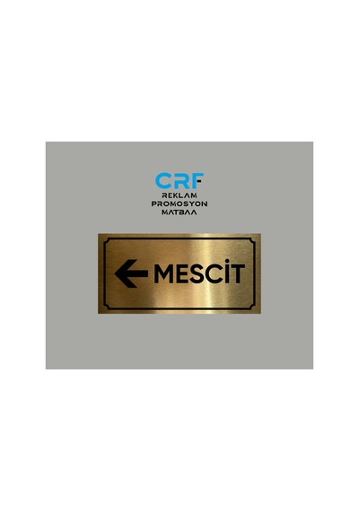 Gold Aluminyum Kapı İsimliği Mescit Sol Ok Yönlendirmeli Yazılı Arkası Yapışkanlı 10x20 Cm