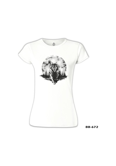Kurt Ve Ay 2 Beyaz Kadın Tshirt 001
