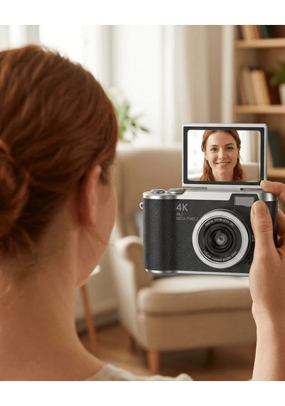 4k Video Çekim Özellikli Dijital Kamera 48 Mp 8x Zoom Ve 180 Derece Döner Ekranlı Çok Renkli