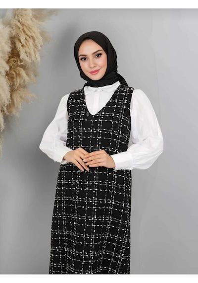 Butik Ayvitrin Kadın Tüvit Jile Elbise Siyah