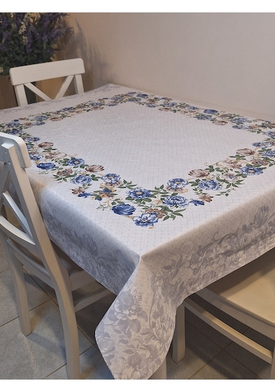 Dora Pano Elyaf Tabanlı Pvc Muşamba - Desenli Silinebilir 115 X 140 Hazır Masa Örtüsü Mavi