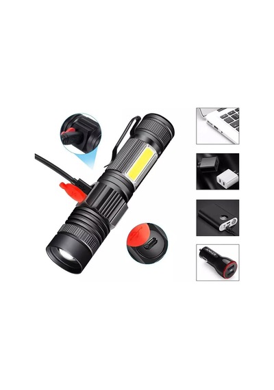 Geniş Açılı P50 Led Şarjlı El Feneri Watton Wt-601 N11.9738 Siyah