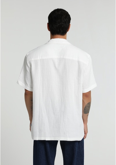 Colin's Colins Relaxed Fit Apaj Yaka Düz Erkek Beyaz Kısa Kol Gömlek Cl1080096 Q1.v1 Wht
