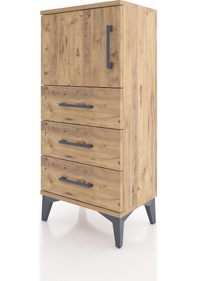 Arges Komodin Tek Raflı 3 Çekmeceli Tek Kapaklı 44x30x96 Çam-çam Çam