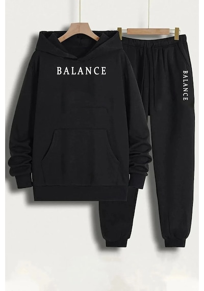 Elfa Tekstil Unisex Eşofman Takımı Balance Baskılı Siyah5