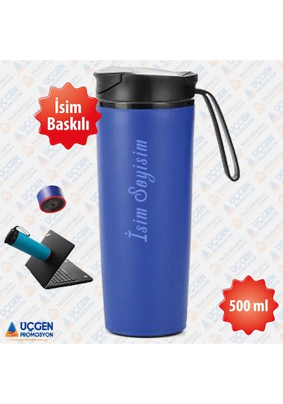 500ml Kişiye Özel Devrilmez Paslanmaz Çelik Termos Bardak  Beyaz