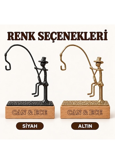 Kişiye Özel Sukulent Askısı – El Yapımı Metal Heykel ve Ahşap Kaide SPH002