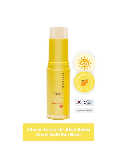 Lebelage Kuru Cilt İçin Vitamin Kompleksi Stick Güneş Koruyucu Vitamin Sun Balm SPF 50+/PA ++++.