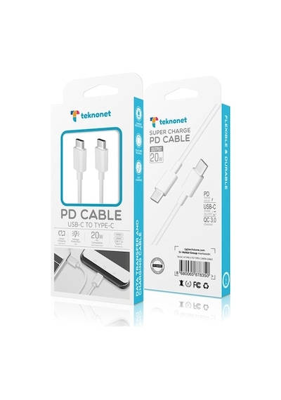Teknonet 20W Qc 3.0A Plastik 100 Cm Type-C Hızlı Şarj Ve Data (537118638)