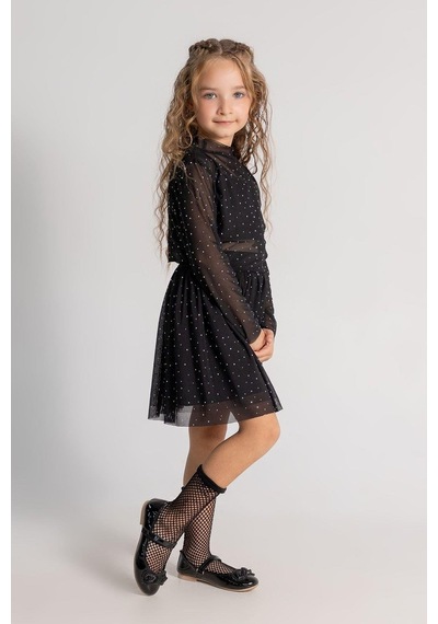 Dmb Kids Kız Sifon Taşlı Etek Takım 25kdmb0528 Siyah