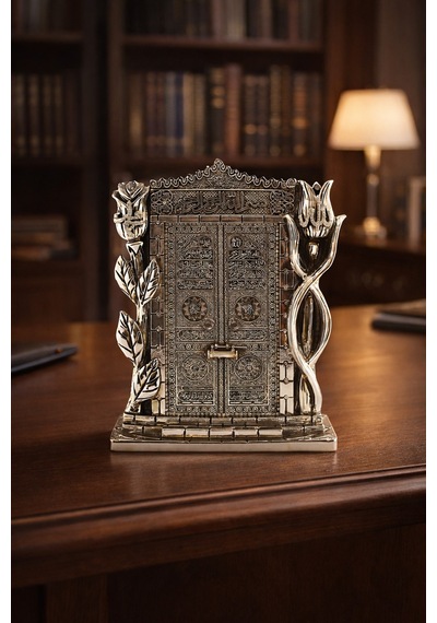 Kâbe Kapısı Figürü Silver Renk Dekoratif Biblo Manevi Ve Anlamlı Hediye 25 Cm