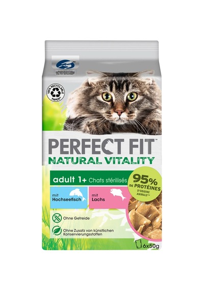 Perfect Fit Yetişkin Mini Yaş Mama Balık - Somon 6x50 G - 8 Adet Tarı