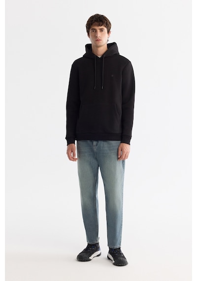 Avva Erkek Siyah Kapüşonlu 3 İplik Şardonlu Regular Fit Sweatshirt B001103