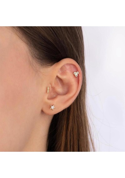 Tragus Piercing Çelik Paslanmaz Yıldız Detaylı Gold - 647563371 Gold