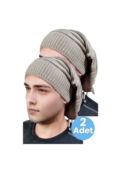 Uniquetrenders 2'li Erkek Kışlık Triko Örgü Bere Ve Boyunluk Camel-camel