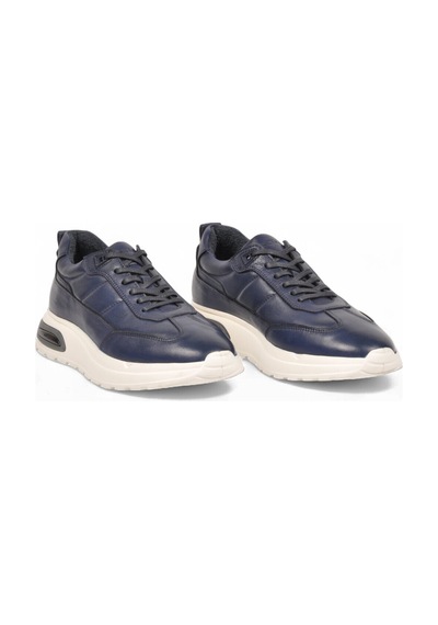 Komcero Kauçuk Tabanlı Bağcıklı Sneaker Lacivert Hakiki Deri Erkek Casual Ayakkabı Hz1774-0337