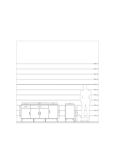 Hyperion Konsol 5 Raflı 2 Çekmeceli 4 Kapaklı 176x44x83 Aytaşı-aytaşı Aytası