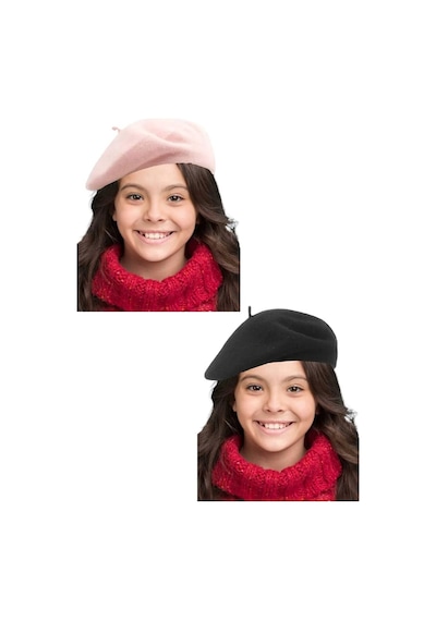 Tezzgelsin Çocuk 2'li Fransız Ressam Keçe Bere Pembe Siyah