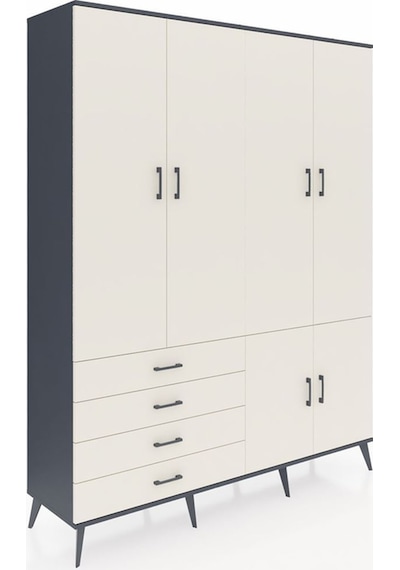 Hyperion Gardrop 7 Raflı 4 Çekmeceli Tek Askılı 176x44x221 Antrasit-aytaşı Aytaşı Hyperion Gardrop 7 Raflı 4 Çekmeceli Tek Askılı 176x44x221 Antrasit-aytaşı Aytaşı