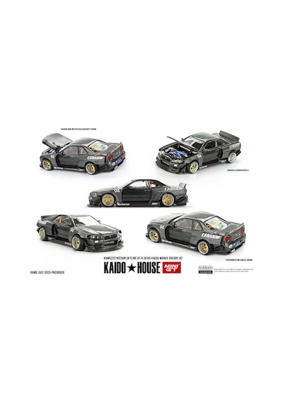 Mini Gt 1:64 Kaido House Nissan Skyline Gt-r R34 Kaido Works Greddy V2 Khmg222 Model Araba Siyah