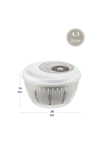 Flora Pratik Salata Ve Sebze Kurutucu 4,5 Litre, Meyve Sebze Marul Yeşillik Yıkama Kurutma Kabı Bej