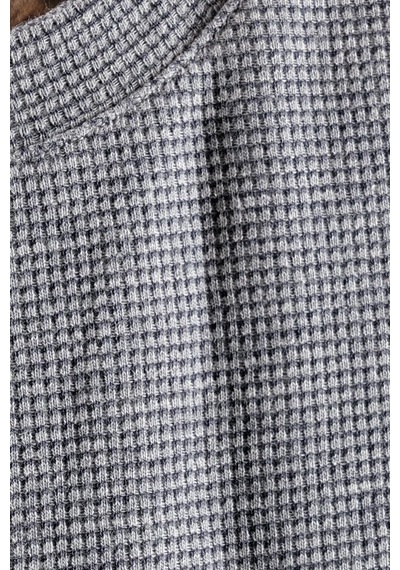 Mode Xl Büyük Beden Waffle Basic T-shirt 20033 Koyu Mavi