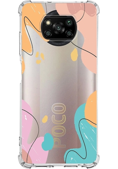 Xiaomi Poco X3 Pro Köşe Korumalı Antişok Kapak Karışık Renkler Tasarımlı Şeffaf Silikon Kılıf