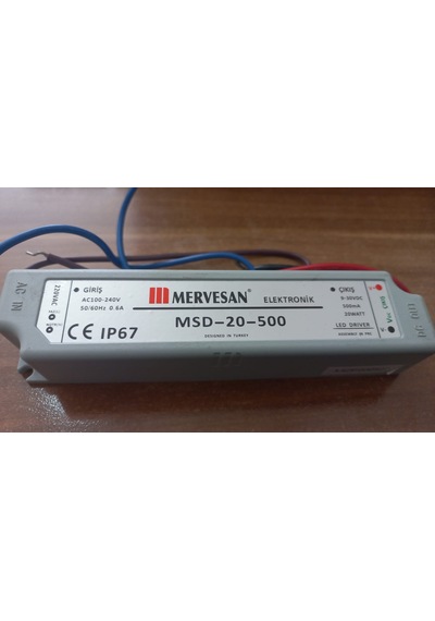 Mervesan Msd-20-500 Ma Ip67 Sabit Akım Led Driver