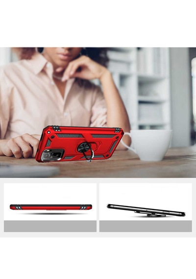 Xiaomi Redmi Note 10 Kılıf Zore Vega Yüzüklü Standlı Zırh Kılıf