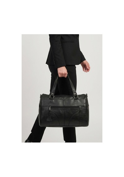 Levano Leather Kadın %100 Hakiki Deri Siyah Çok Gözlü Çapraz Ve Omuz Çantası 32x22 Cm Siyah