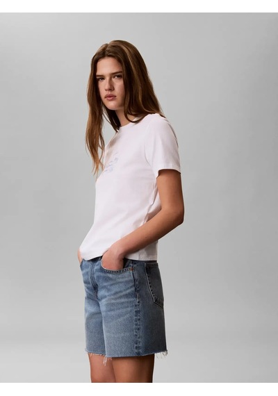 Calvin Klein Ss Classıc Handwrıtı, Yaf Beyaz Kadın T-shirt