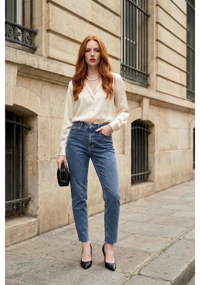 Hiccup My Fashıon Yüksek Bel Dar Kesim Skinny Kot Pantolon Lacivert 06