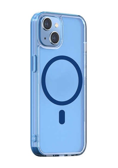 Apple Uyumlu iPhone 13 M-safe Şarj Özellikli Kamera Çıkıntılı Silikon Kılıf Mavi