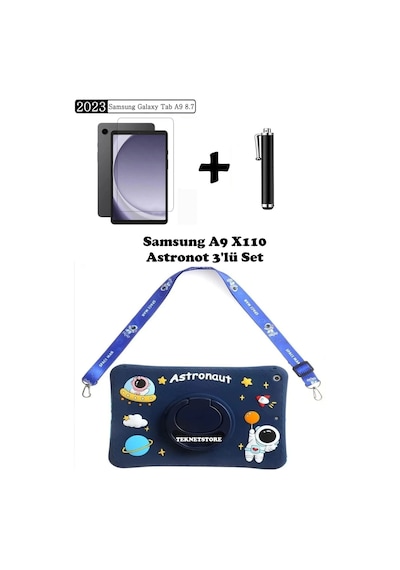 Samsung Galaxy Tab A9 8.7 2023 Sm-x110 Uyumlu Popit Çocuk Kılıfı Askılı Stand Eğlenceli 3'lü Set Kılıf