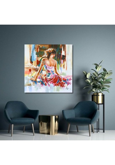 Figür Soyut El Yapımı Yağlı Boya Tablo 95x94cm