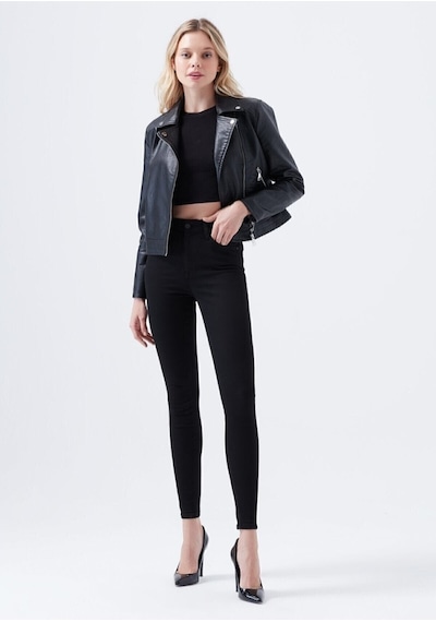 Lavajeans Victoria Kadın Siyah Dar Paça Jeans Kot Solmaz Toparlayıcı Pantolon Simsiyah Siyah