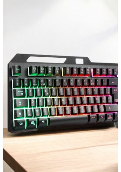 Led Işıklı Oyuncu Klavye Usb Girişli Rgb Işıklı Q Klavye Mouse - Lisinya