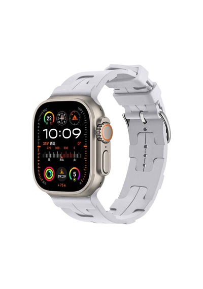 Ekılıf - Apple Uyumlu  Watch Ultra 49mm - Kordon Silikon Kordon Krd-92 - Mavi Açık