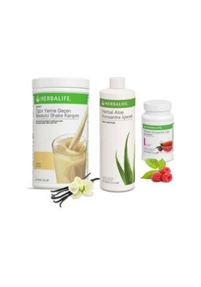 Herbalife Shake Vanilya 550 Gr + Aloe 473 Ml + Ahududu Çay 50 Gr Aloe Set