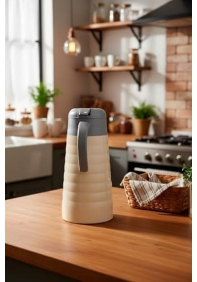 Nora 2 Litre Çelik Termos Krem Açık Gri