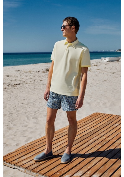 Grimelange LAPORTE Erkek Dokulu Kumaşlı Slim Fit Sarı Polo Yaka T-shirt
