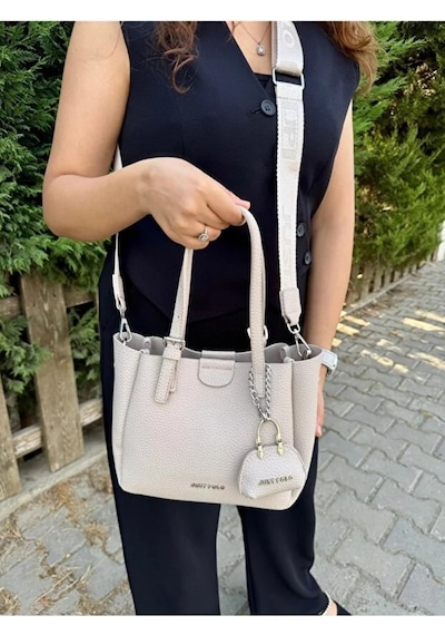 Just Polo Kadın Yeni Sezon Yumuşak Derili 4 Bölmeli Lüks El Ve Omuz Çantası Shopper Ebat: 28 X 20 Cm Taş 59264011