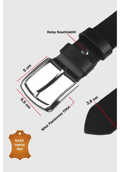 Rizzup Siyah Hakiki Deri Spor Kemer Kolay Kısaltılabilir, Paslanmaz Tokalı Erkek Kemer 2602673 Rizzup Siyah Hakiki Deri Spor Kemer Kolay Kısaltılabilir, Paslanmaz Tokalı Erkek Kemer 2602673
